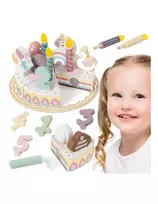 WOOPIE GREEN Wooden Birthday Cake for Cutting with Velcro 27 pcs.
