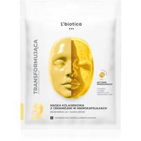 L’biotica Transforming Collagen Mask with Ceramides in Microcapsules kolageno kaukė odos regeneracijai ir maitinimui 1 vnt.