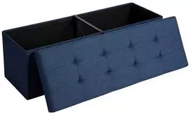 Songmics Saugojimo pufas su suoliuku 110x38x38 cm Indigo MDF
