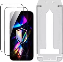 LCD apsauginis stikliukas (2 vnt.) su aplikatoriumi 3mk Hardy Hardura 9H Apple iPhone 15/16 juodas
