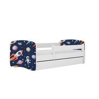Vaikiška lova su stalčiumi be čiužinio Kocot Kids BabyDreams White cosmos, balta/mėlyna