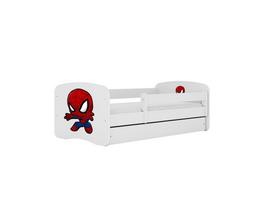 Vaikiška lova be stalčiaus su čiužiniu Kocot Kids BabyDreams White spiderman 140x70 cm, balta/raudona