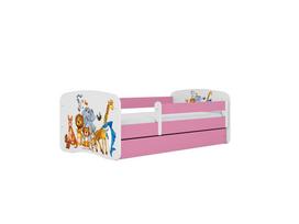 Vaikiška lova su stalčiumi be čiužinio Kocot Kids BabyDreams Pink animals, rožinė