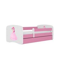 Vaikiška lova su čiužiniu ir stalčiumi Kocot Kids BabyDreams Pink princess, 140x70 cm, rožinė/balta