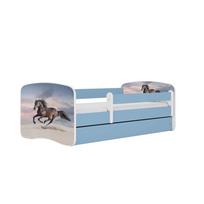 Vaikiška lova su stalčiumi be čiužinio Kocot Kids BabyDreams Blue galloping horse, mėlyna