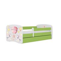 Vaikiška lova be čiužinio ir stalčiaus Kocot Kids BabyDreams Green balloon, žalia/balta