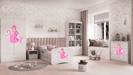 Vaikiška lova su stalčiumi ir čiužiniu Kocot Kids BabyDreams, 140x70cm, balta