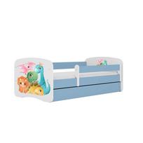 Vaikiška lova be stalčiaus su čiužiniu Kocot Kids BabyDreams Blue tiny dinos 140x70 cm, mėlyna/balta