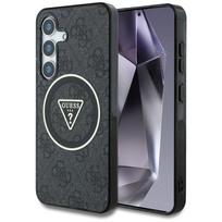 GUESS Samsung Galaxy S25 Plus Black Glitter 4G Case with Triangle Buttons and MagSafe