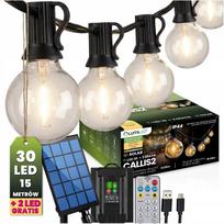 Sodo saulės girlianda Lumiled 30x LED dekoratyviniai rutuliukai 15m + pultelis