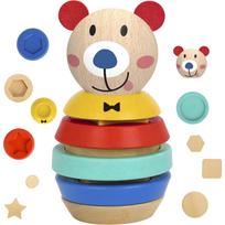 Tooky Toy medinė dėlionė – piramidė „Meškiukas“ (11 dalių)