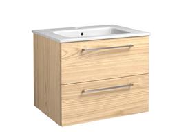 Vonios kambario spintelė Raguvos Baldai Joy 61cm, su praustuvu, 2 stalčiai, šviesus ąžuolas