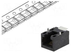 Socket | RJ12 | PIN: 6 | Cat: 5 | Layout: 6p6c | SMT | horizontal