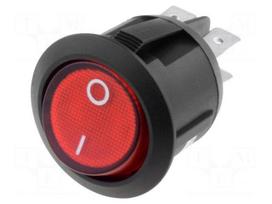 ROCKER | DPST | Pos: 2 | ON-OFF | 10A/250VAC | red | R13-244-AC | 230V | 50mΩ