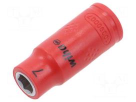 Socket: 6-angles | insulated,socket spanner | HEX 7mm | 1/4"
