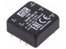 Converter: DC/DC | 10W | Uin: 18÷36VDC | Uout: 15VDC | Iout: 666mA | DIP