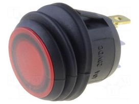 ROCKER | SPST | Pos: 2 | OFF-(ON) | 10A/28VDC | red | IP65 | LED | R13-112-DC