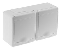 BETA surface socket 2-gang with grounding and cover white IP44