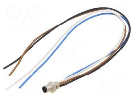 Connector: M5 | socket | male | cables | PIN: 4 | 1A | IP67 | 60V | 200mm | 707