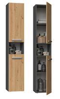Topeshop NEL I ANT/ART bathroom storage cabinet Graphite, Oak