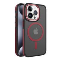 Nugarėlės dėklai iLike Apple iPhone 14 DUAL METAL FRAME MAGSAFE CASE Red