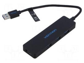 Hub USB | USB A socket x4 | OTG,USB 3.0 | PnP | black | 0.15m | ABS