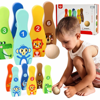 Medinis boulingas vaikams, 6 vnt. + kamuoliukas TOOKY TOY