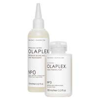 Intensyvaus poveikio plaukų atkuriamasis Olaplex No 0 ir No 3 namų rinkinys