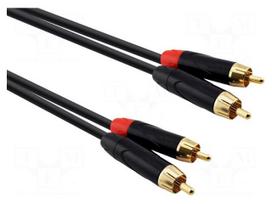 Cable | RCA plug x2,both sides | 1.5m | black | PVC