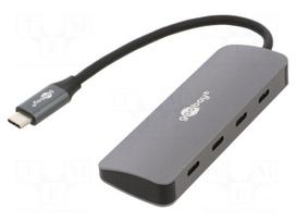 Hub USB | USB C socket x4,USB C plug | USB 3.2 | grey | 10Gbps