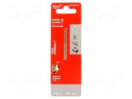 Drill bit | for metal | Ø: 2mm | high speed steel cobalt HSS-Co