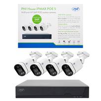 POE PNI House IPMAX POE 5 vaizdo stebėjimo rinkinys, NVR su 4 POE prievadais ir 4 5MP IP kameromis
