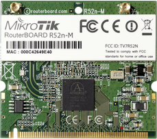 Tinklo įranga // Belaidžio tinklo adapteriai // Router Board/Karta Wi-Fi  R52Nm dual band mini PCI, 802.11a/b/g/n, 23dBm, MMCX