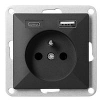 Įrankiai ir matavimo prietaisai // Įrankių, priedų naujienos // Gniazdo pojedyncze p/t 2P+Z z ładowarką USB A+C Pearl, 16A, 250V, PT-16P/USB, czarny