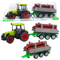 Žaidimų zona | PC | Konsolės | Priedai // Žaislai ir žaidimai vaikams // Traktor Rolniczy Farmerski Z Przyczepą Do Drewna Kłody Zielony 47cm