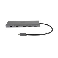 12-in-1 USB-C jungčių stotelė DELTACO, Triple display, 4K UHD 60 Hz, PD 85 W, silver / USBC-HDMI27 / 1902422