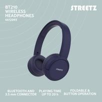 BT210 Bluetooth ausinės STREETZ, sulankstomos, mėlynos, su mikrofonu / BT210-BLU / 6612093