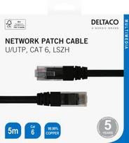 Tinklo kabelis DELTACO, Cat6, U/UTP, 24 AWG, LSZH, 5 m, juodas / TP-65S-K / R00210012