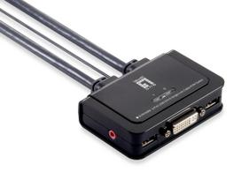 LevelOne 2-Port USB DVI-D Single Link Cable KVM Switch, audio support