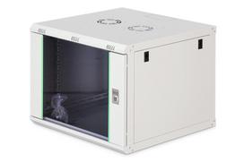 DYNAmic 19" 9U rack 600x600 wall-mounted network cabinet, door glass, grey, undivided, folded, 60kg
