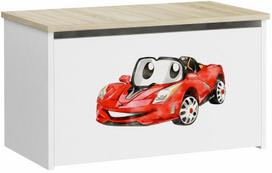 Žaislų dėžė, daiktų saugojimo ADRK Daria Red Car, balta sp./raudona sp., 40 x 73 x 42 cm