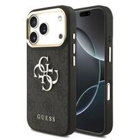 Nugarėlės dėklai Guess Apple iPhone 17 Pro PU Leather 4G Metal Logo Gold Frame Case Black