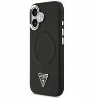 Nugarėlės dėklai Guess Apple iPhone 17 PU Leather Triangle Logo MagSafe Case Black
