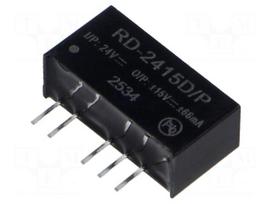 Converter: DC/DC | 2W | Uin: 21.6÷26.4VDC | Uout: 15VDC | Uout2: -15VDC