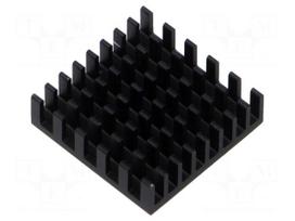 Heatsink: extruded | grilled | black | L: 21mm | W: 21mm | H: 6mm | anodized