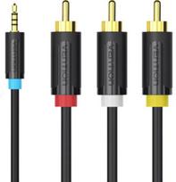 Kabelis | Jack 2,5 mm kištukas, RCA kištukas x3 | 1,5 m | Dengimas: paauksuotas