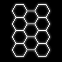 Hexagon luminaire set, 11 pc., with accessories, 385W, 6000K, IP20, 46200 Lm