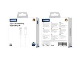 Kabelis Jellico  B1 Durable-Soft iPhone & iPad USB-C to Lightning Data & Fast PD 20W Charger Cable 1m White
