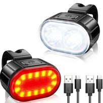 LED žibintuvėlis Elight  LED Bicycle Light Set USB Rechargeable Headlight & Taillight Black