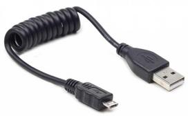 Cable Gembird USB Male - MicroUSB Male 0.6m Black Coiled